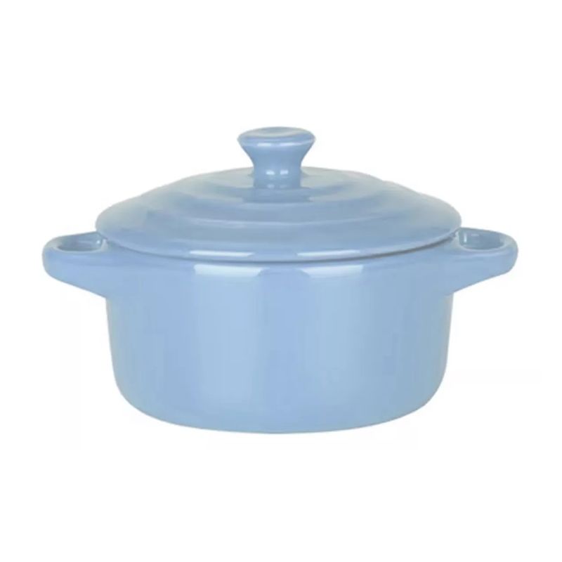GENERICO - Mini Cacerola Olla De Cerámica Cocotte Celeste 300ml