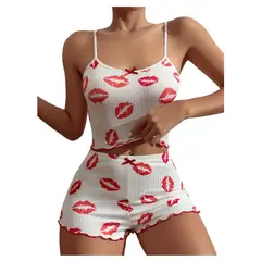 GARSIL - Conjunto De Pijama Corto Con Diseño - Peto + Short Para Mujer