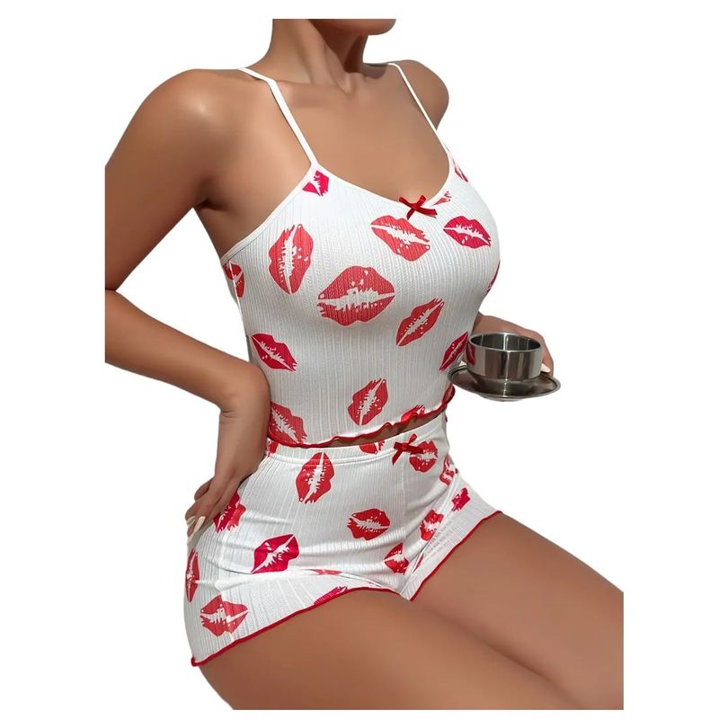 GARSIL - Conjunto De Pijama Corto Con Diseño - Peto + Short Para Mujer