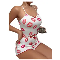 GARSIL - Conjunto De Pijama Corto Con Diseño - Peto + Short Para Mujer