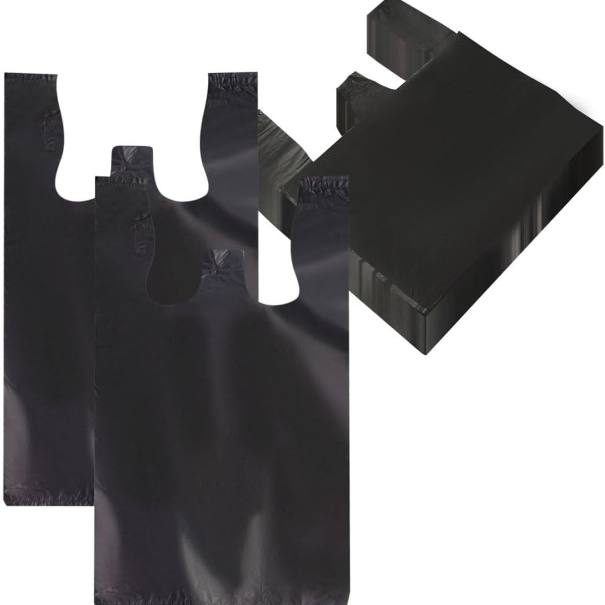 GENERICO - Bolsas Tipo Camiseta Plásticas 35x45cm Negro 500u