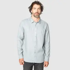 BUBBA - Long Shirt Linen Light Grey Black
