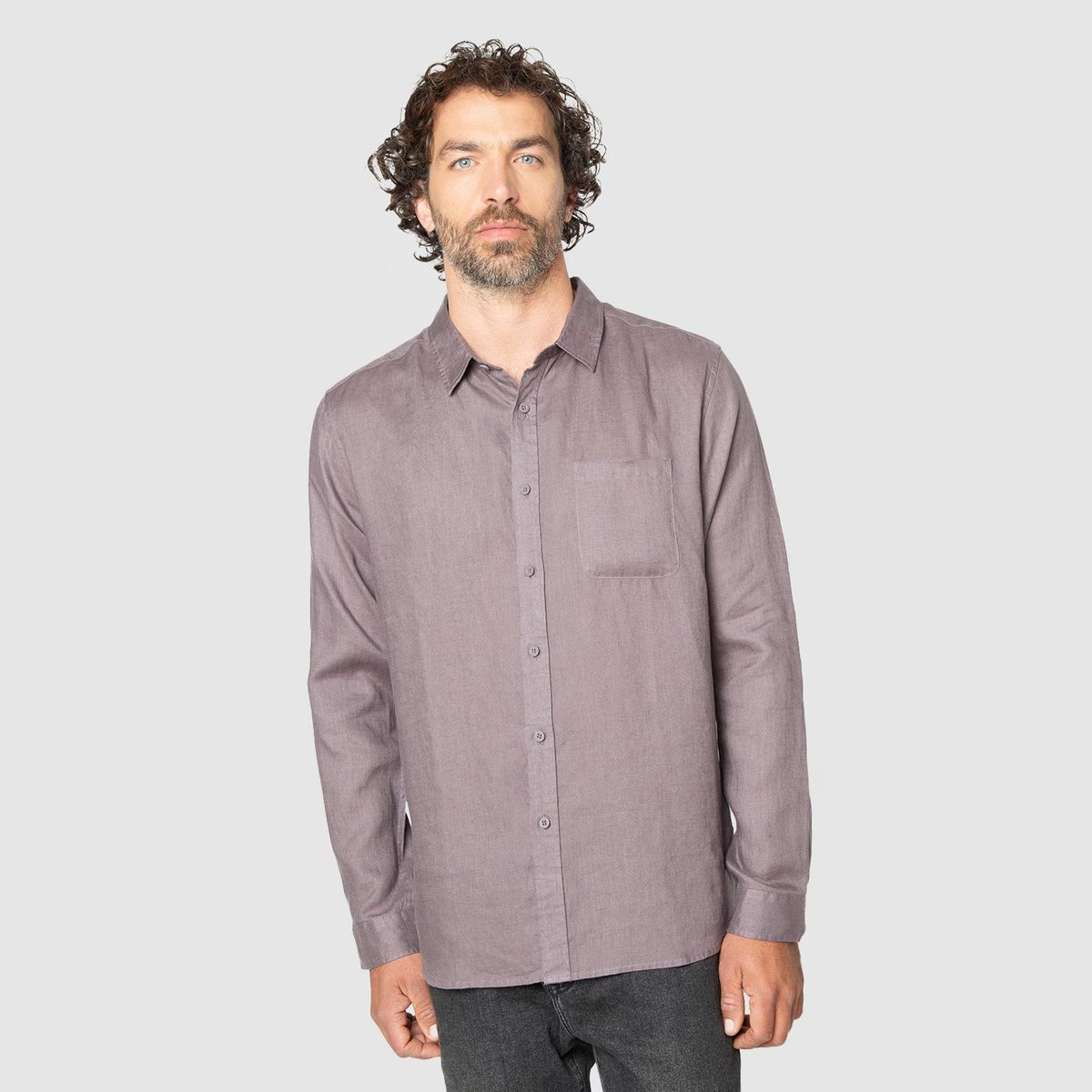 BLACK - Long Shirt Linen Light Fig Black Bubba