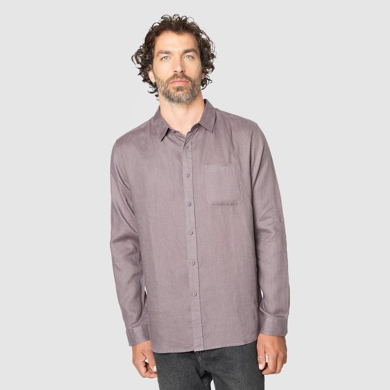 BUBBA - Long Shirt Linen Light Fig Black Bubba