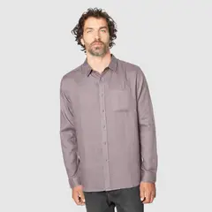 BUBBA - Long Shirt Linen Light Fig Black