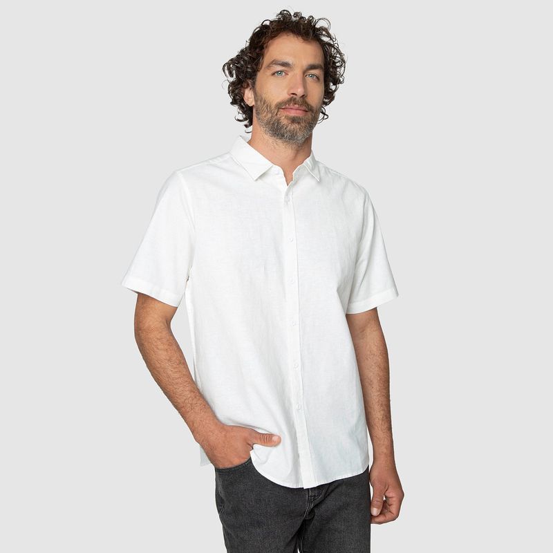 BUBBA - Shirt Linen Blended White Black Bubba