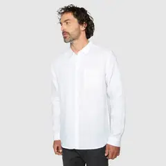 BUBBA - Long Shirt Linen White Black Bubba_.