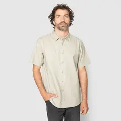 BUBBA - Shirt Linen Blended Fresh Moss Black Bubba_.