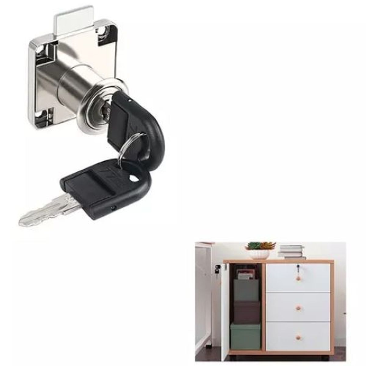 GENERICO - Cerradura Mueble Cajón Chapa Cuadrada Cilindro 19mm 1un