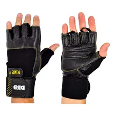 DRB - Guantes Gym Cuero Pesas Entrenamiento Fitness King 2.0 Talla L