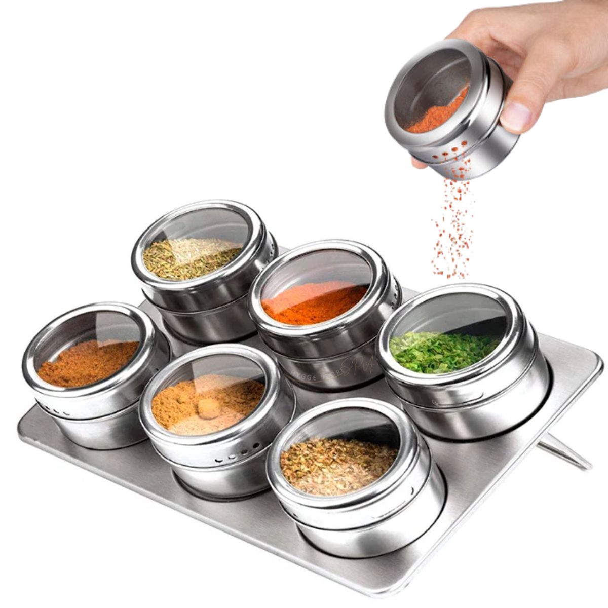 GENERICO - Condimenteros Especieros Frasco  Imantados Con Soporte Cocina