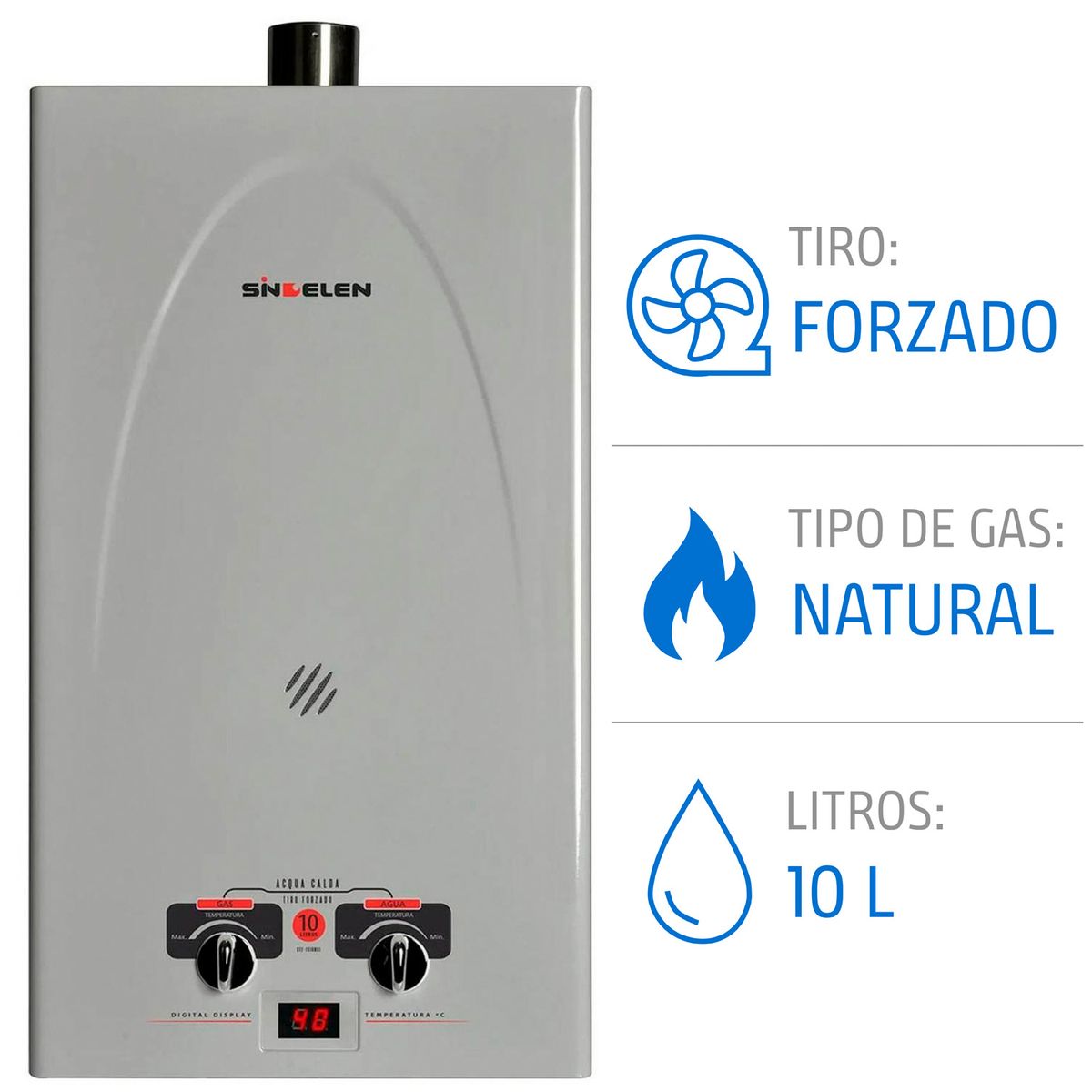 Calefón Sindelen Gas Natural Tiro Forzado Cff-101gnsi, marca SINDELEN - Foto Principal