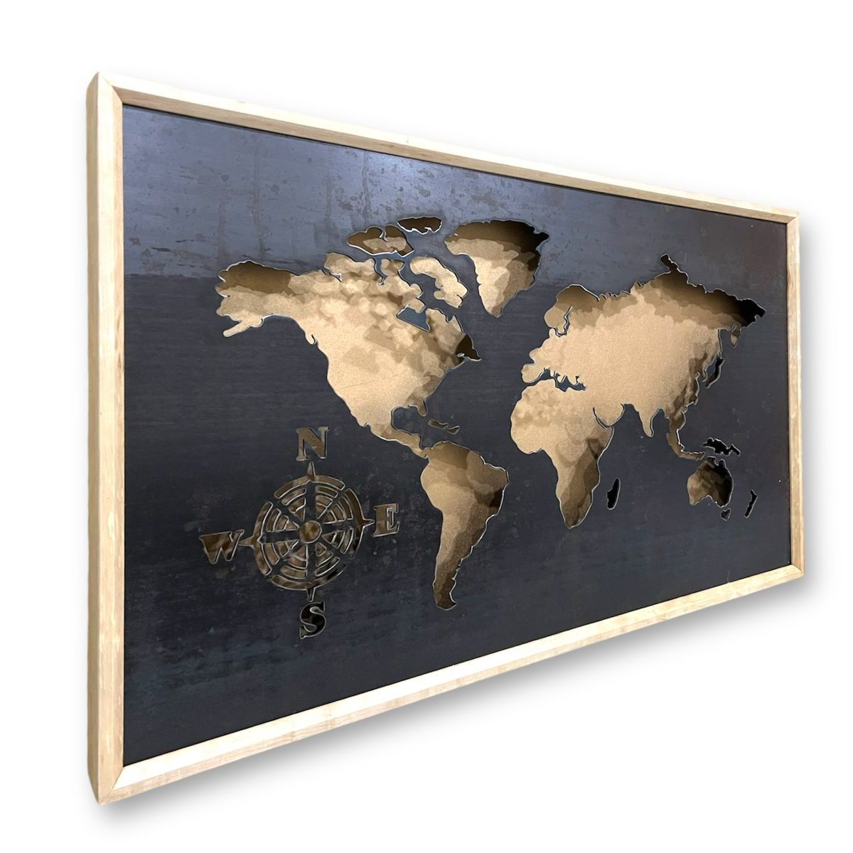 GENERICO - Cuadro Mapamundi retroiluminado fondo dorado