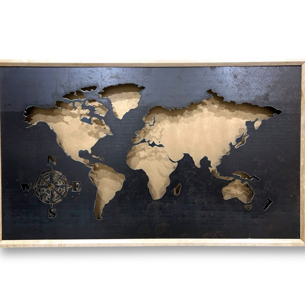 GENERICO - Cuadro Mapamundi retroiluminado fondo dorado