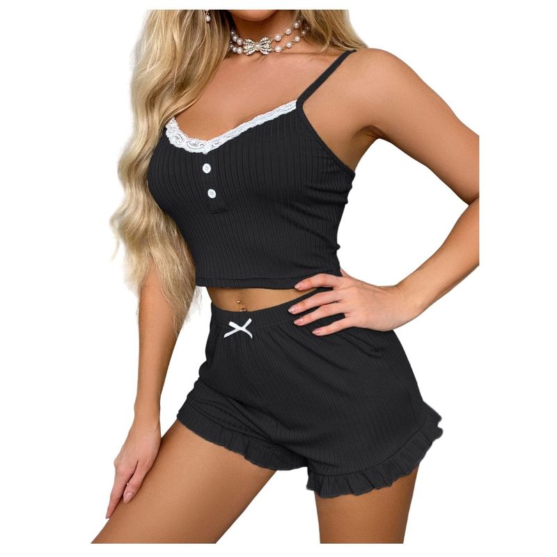 GARSIL - Conjunto De Pijama Corto y Sensual Para Mujer - Peto + Short