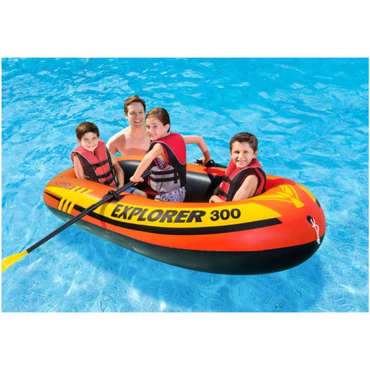 INTEX - Set Bote Inflable INTEX Explorer 300 211m x 117m x 41cm