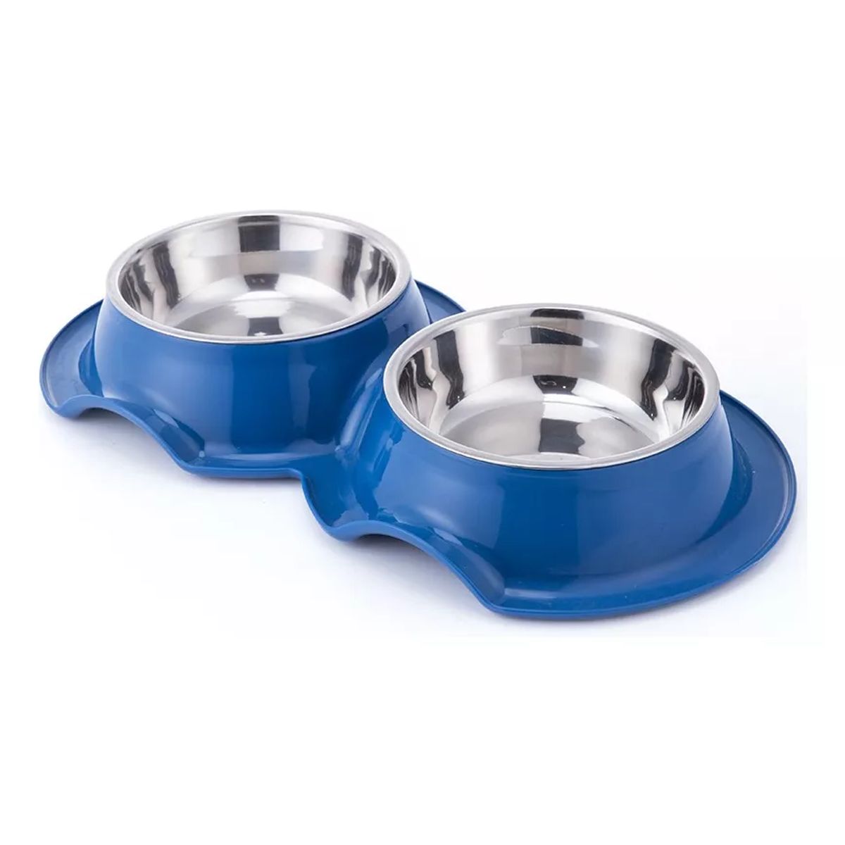 GENERICO - Plato Doble para perros mediados Con Pocillo De Acero Inox