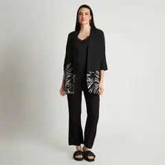 CURVI - Tapado Negro Manga 34 Estampado - Crema