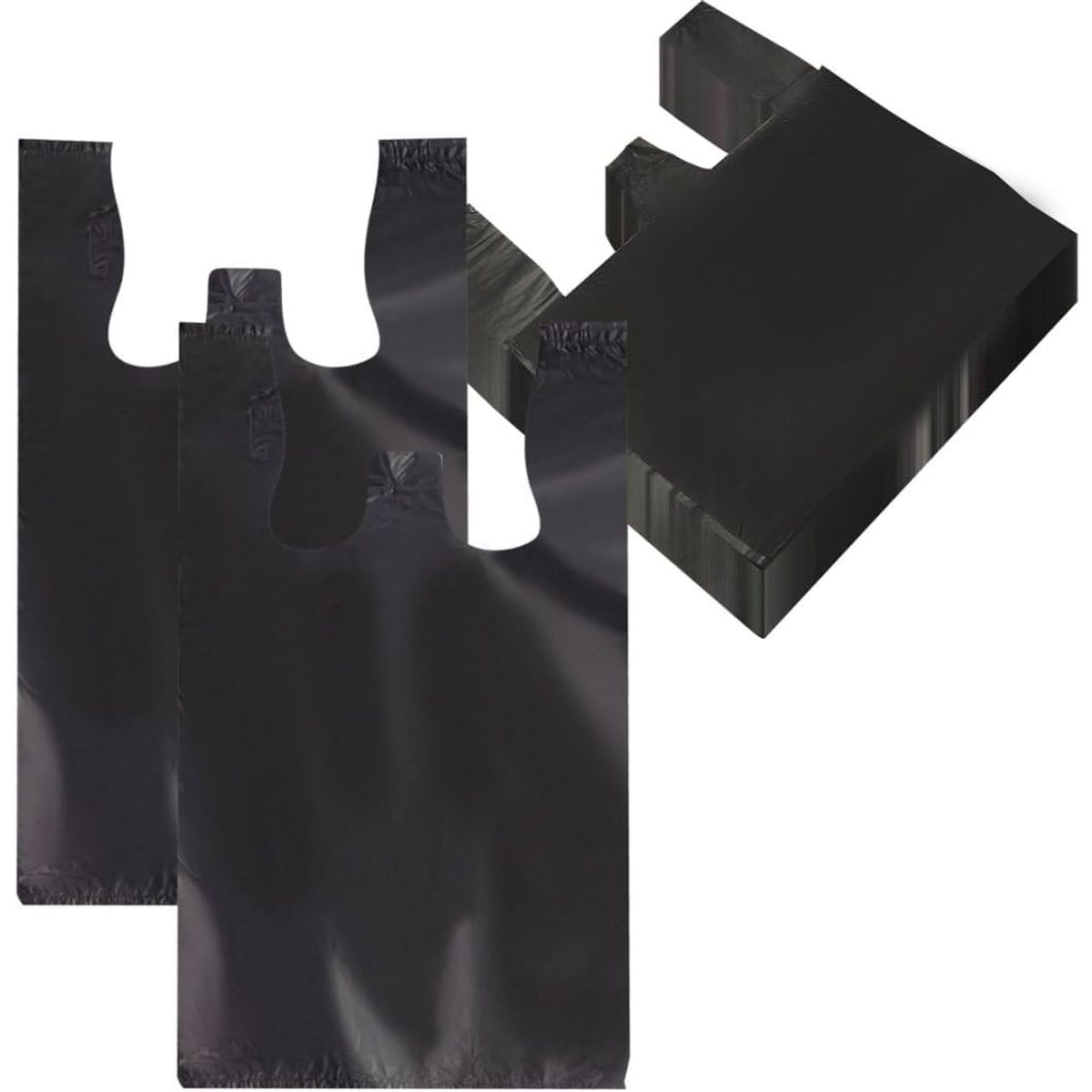 GENERICO - Bolsas Tipo Camiseta Plásticas 45x55cm Negro 500u