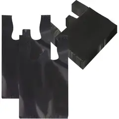 GENERICO - Bolsas Tipo Camiseta Plásticas 45x55cm Negro 500u