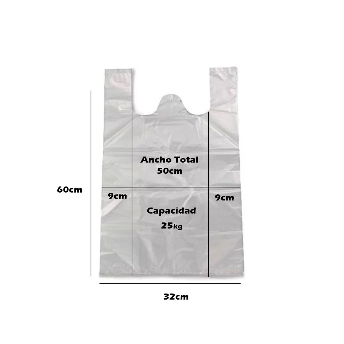 GENERICO - Bolsas Tipo Camiseta Plásticas 50x60cm Blanco 500u