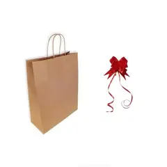 GENERICO - Bolsa Kraft 16x21 + Cinta Mágica De Regalo Rojo 10 Unidades