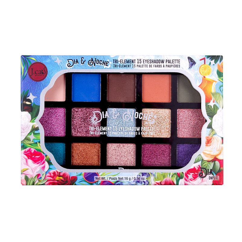 J CAT - Paleta sombras de ojos Tri-Element Dia 15 tonos