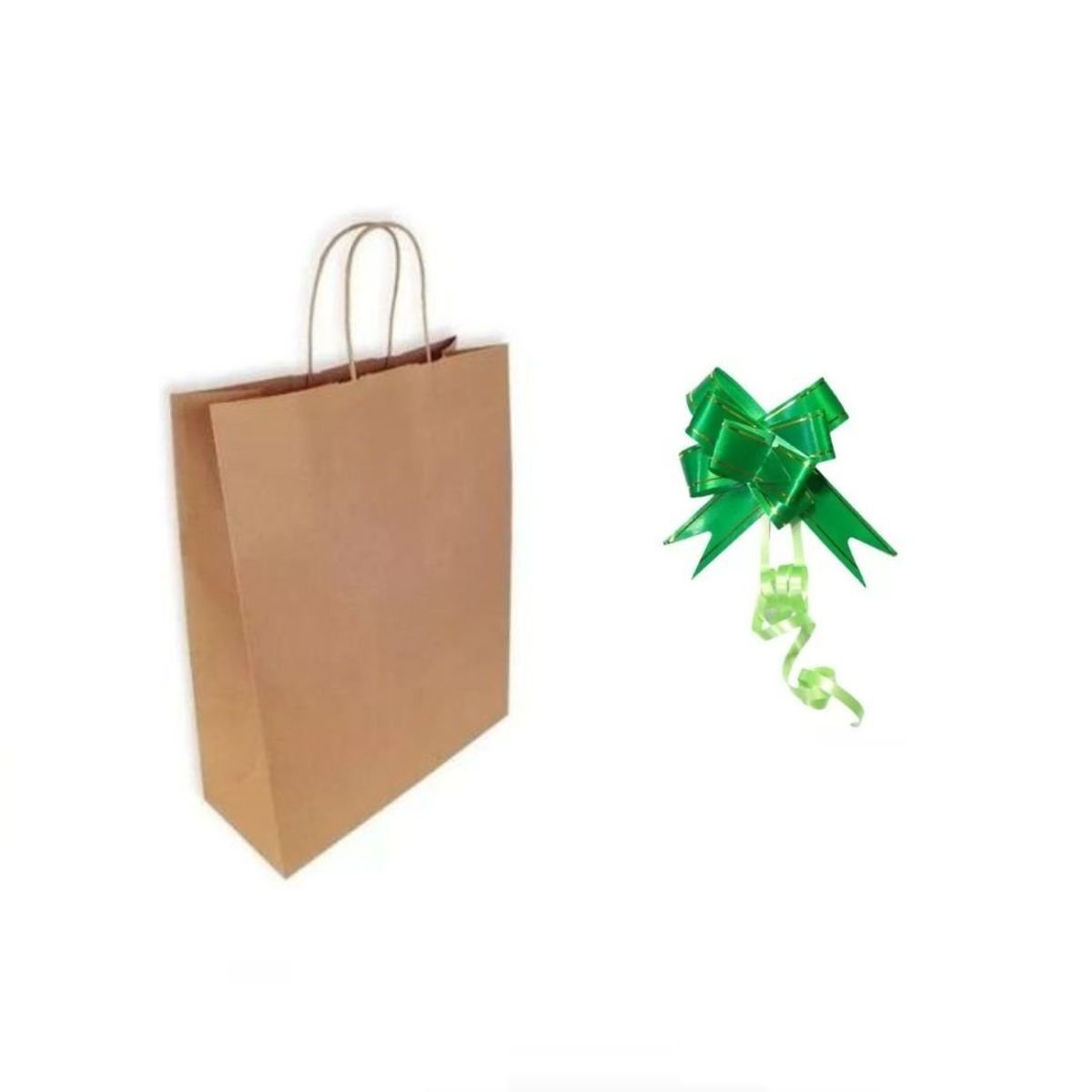 GENERICO - Bolsa Kraft 16x21 + Cinta Mágica De Regalo Verde 10 Uni