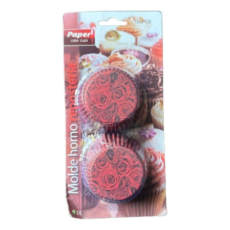 GENERICO - Capsulas Cupcake Diseño H Rosas 100 Un