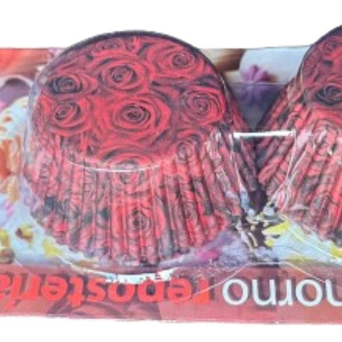 GENERICO - Capsulas Cupcake Diseño H Rosas 100 Un