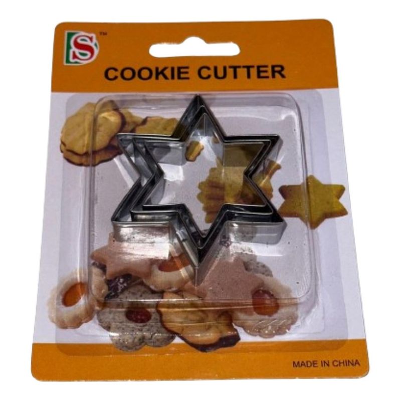 GENERICO - Cortador Galletas Estrella 6 Puntas 3 pcs