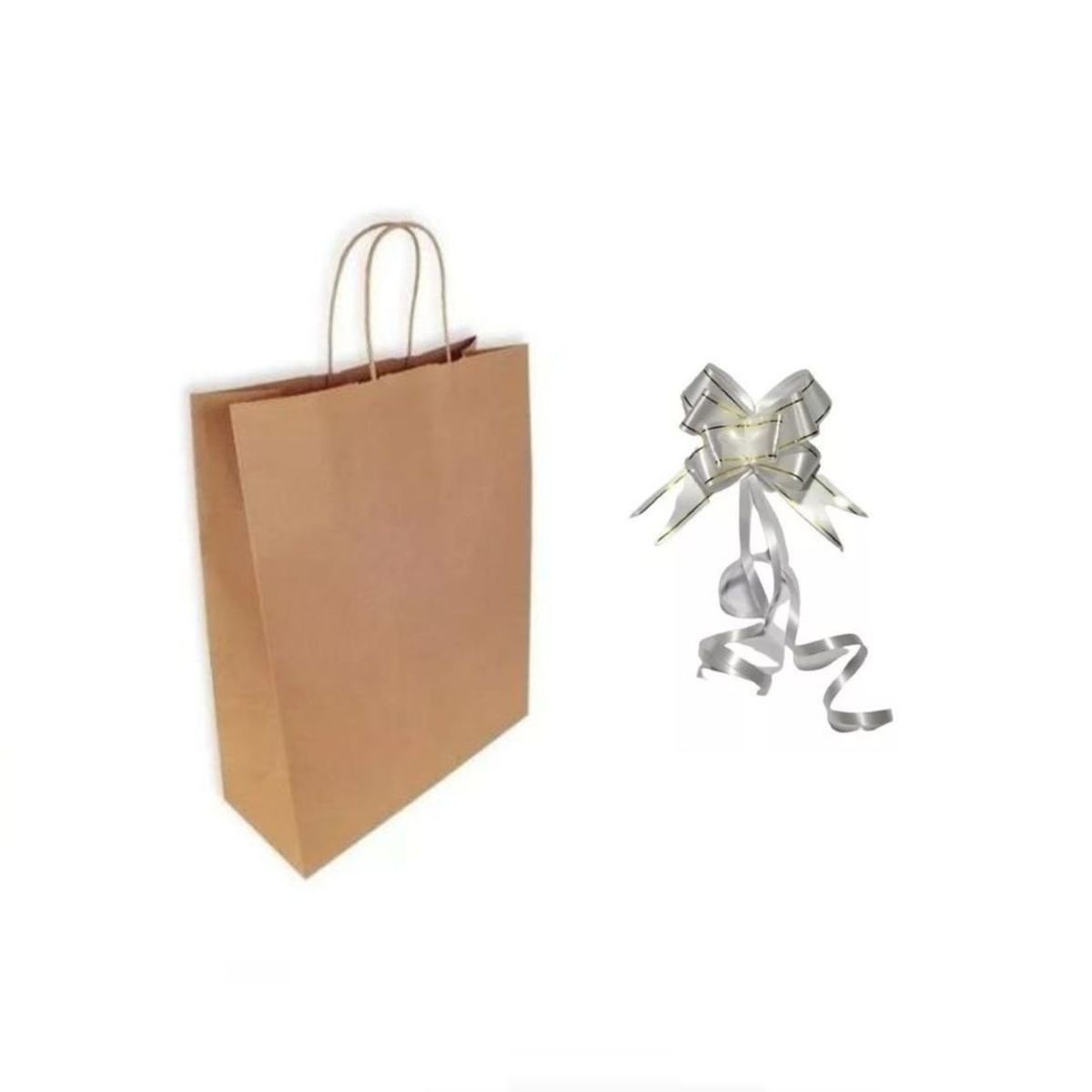 GENERICO - Bolsa Kraft 16x21 + Cinta Mágica De Regalo Blanco 10 Uni