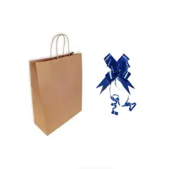 GENERICO - Bolsa Kraft 16x21 + Cinta Mágica De Regalo Azul 10 Uni