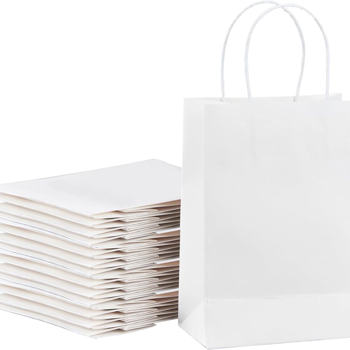 GENERICO - Bolsas De Papel Kraft 16x21 Blanco Con Manillas 25 Unidades