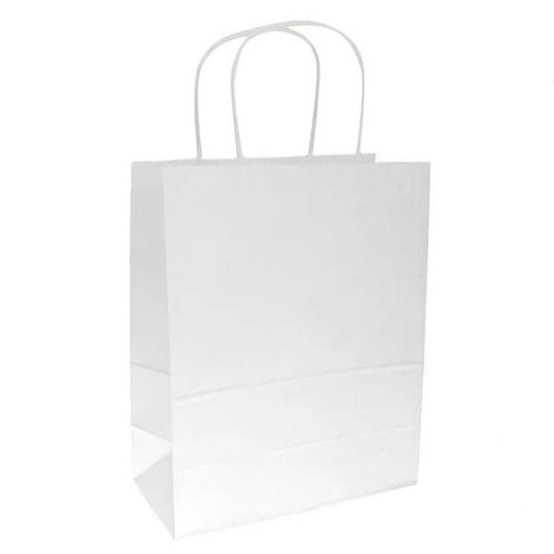 GENERICO - Bolsas De Papel Kraft 16x21 Blanco Con Manillas 25 Unidades