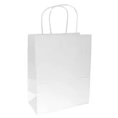 GENERICO - Bolsas De Papel Kraft 16x21 Blanco Con Manillas 25 Unidades