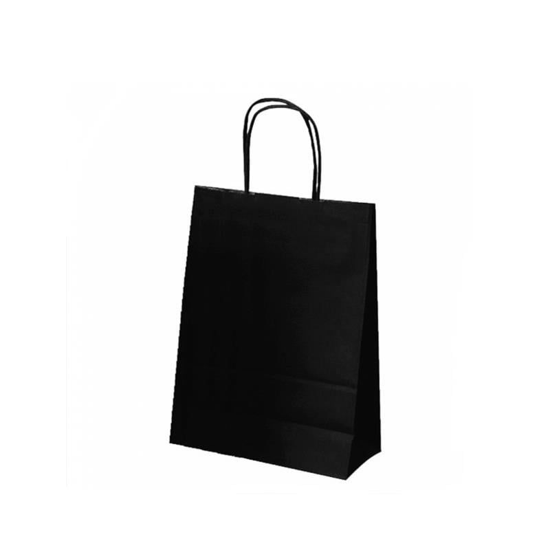 GENERICO - Bolsas De Papel Kraft 16x21 Negro Con Manillas 25 Unidades