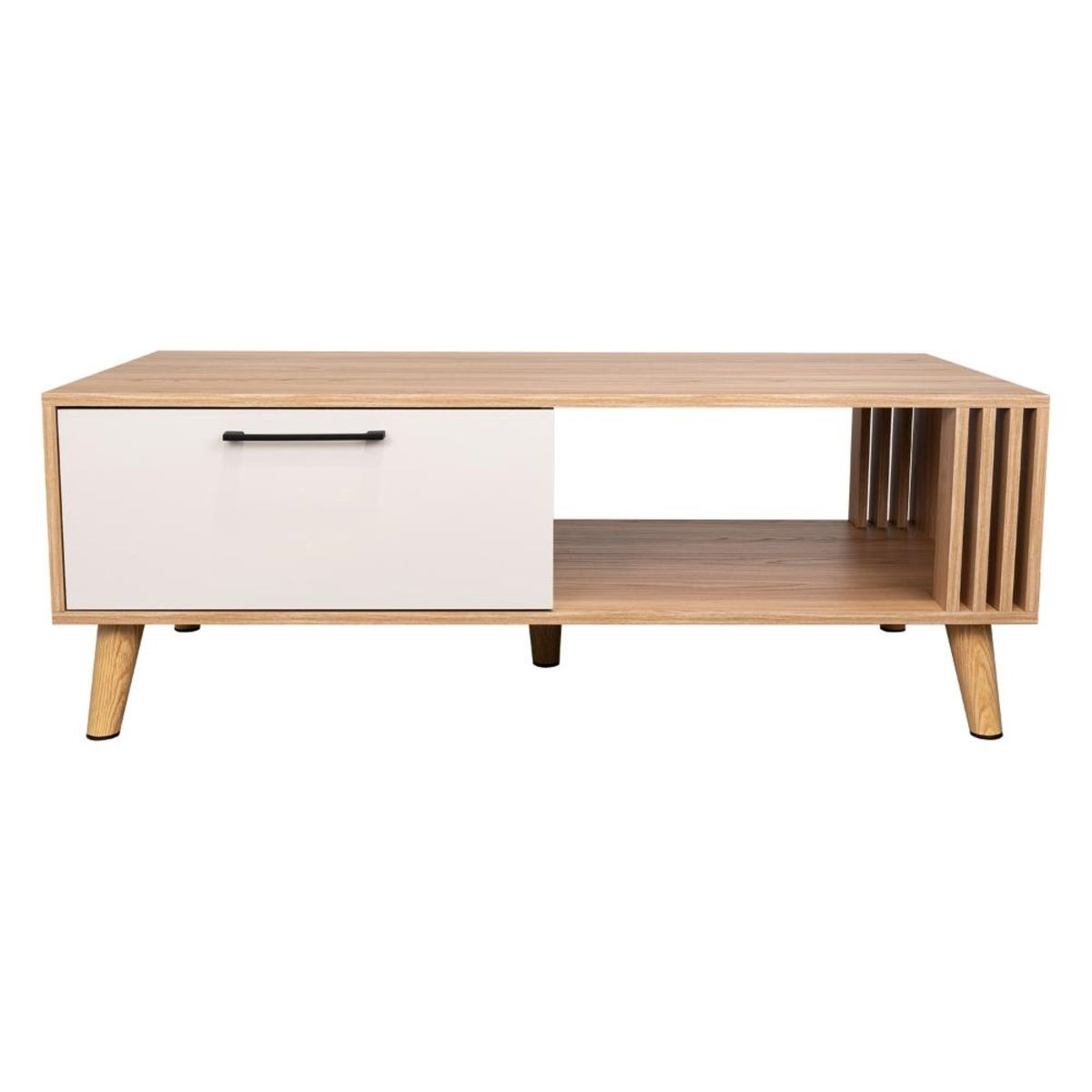 FMFURNITURE - Mesa De Centro 1 Puerta - Café Claro 43x120x60 cm
