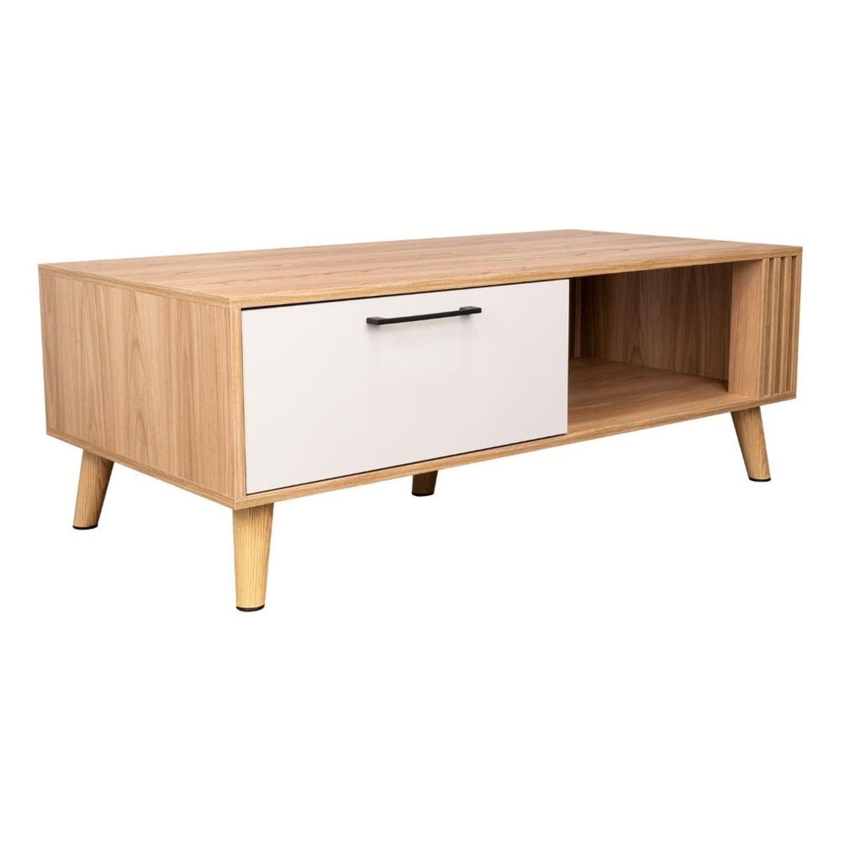 FMFURNITURE - Mesa De Centro 1 Puerta - Café Claro 43x120x60 cm
