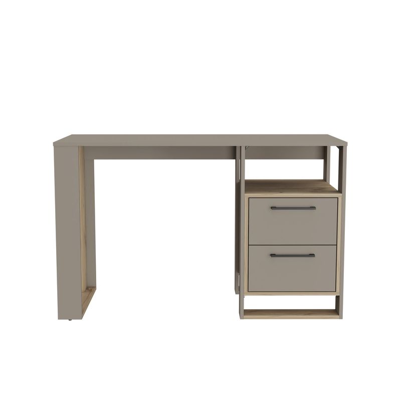 FMFURNITURE - Escritorio 2 Cajones - Gris Mate 75x120x52 cm