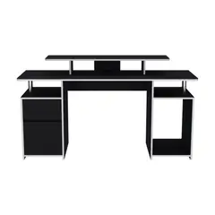 FMFURNITURE - Escritorio Gamer 885X1571 Cm Fm-060N - Negro Canto Blanco