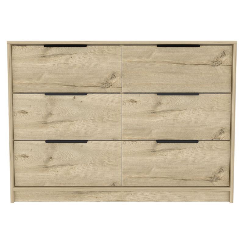 FMFURNITURE - Comoda 4 Cajones 2 Puertas Abatibles - Café Claro 77.6x107x41.3 cm