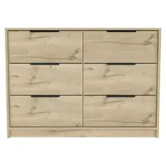 FMFURNITURE - Comoda 4 Cajones 2 Puertas Abatibles - Café Claro 77.6x107x41.3 cm