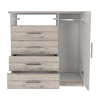 Comoda 4 Cajones 1 Puerta - Gris Claro 88.6x91x45.8 cm