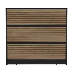 FMFURNITURE - Comoda 3 Cajones - Negro Miel 80x85x42 cm