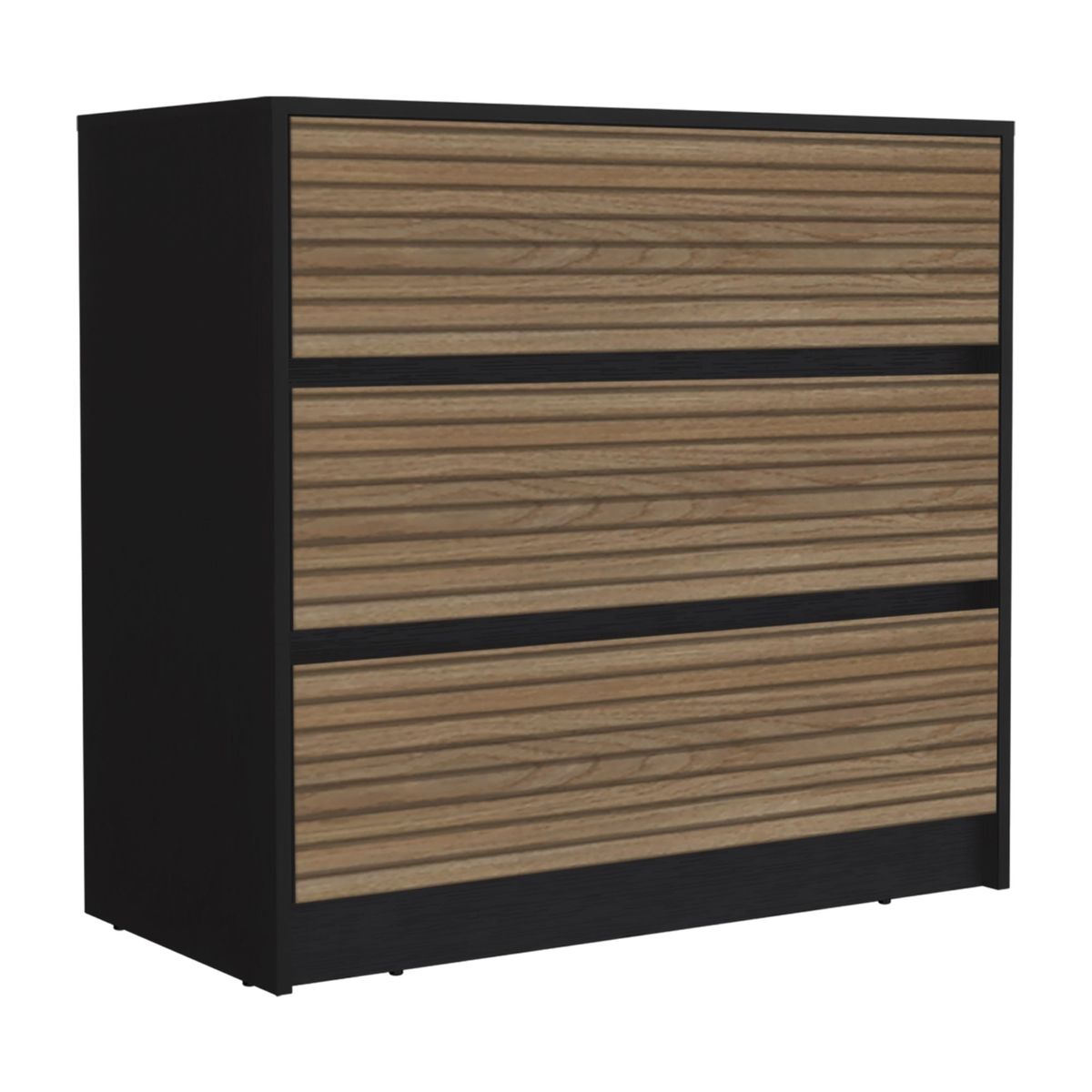 FMFURNITURE - Comoda 3 Cajones - Negro Miel 80x85x42 cm