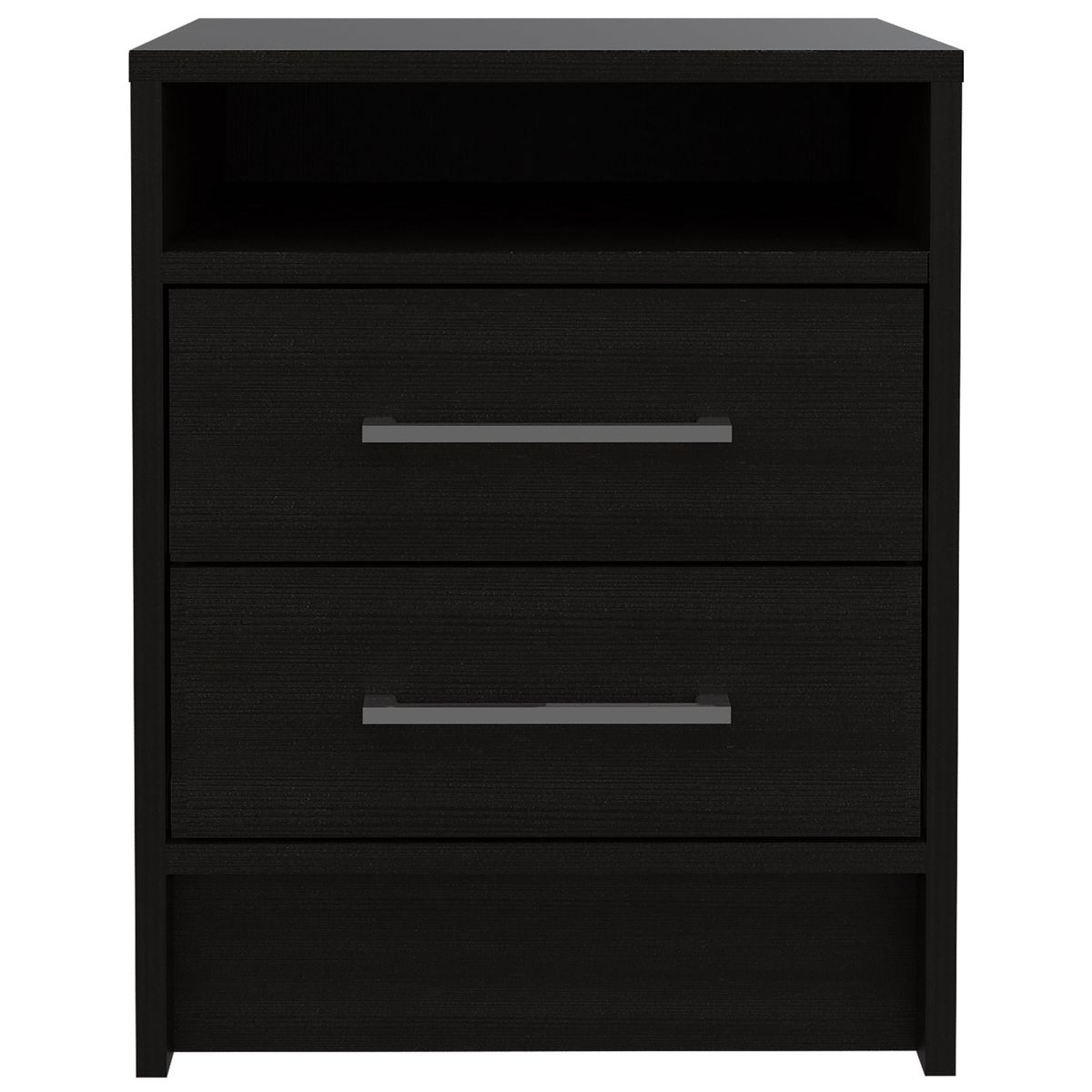 FMFURNITURE - Velador 2 Cajones - Negro 50.7x40x37.3 cm