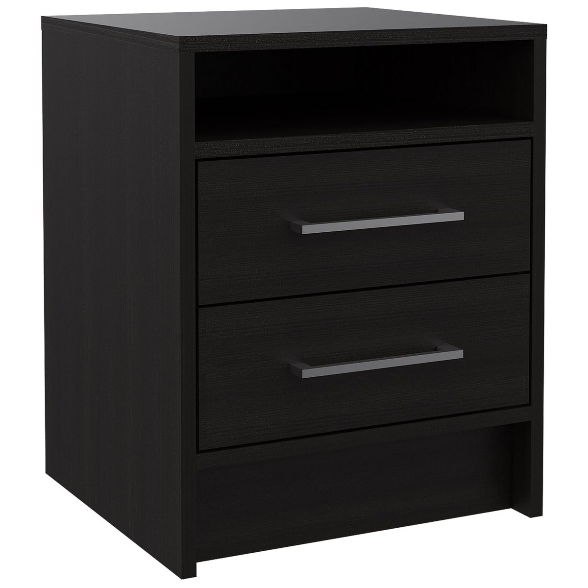 FMFURNITURE - Velador 2 Cajones - Negro 50.7x40x37.3 cm
