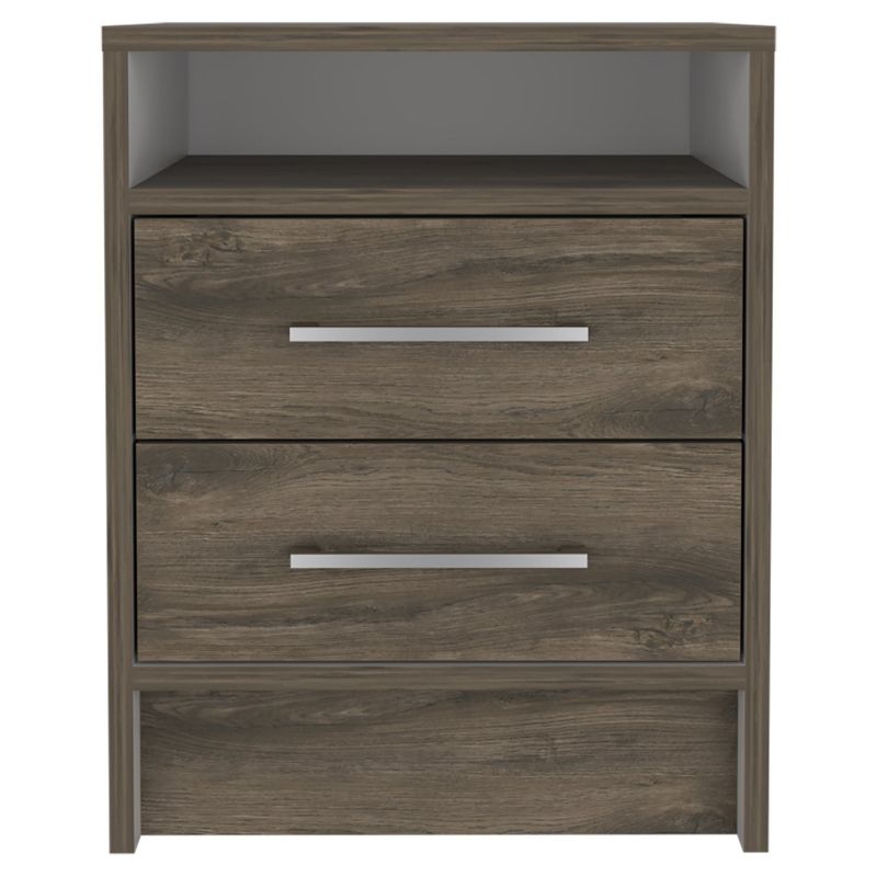 FMFURNITURE - Velador 2 Cajones - Café Oscuro 50.7x40x37.3 cm
