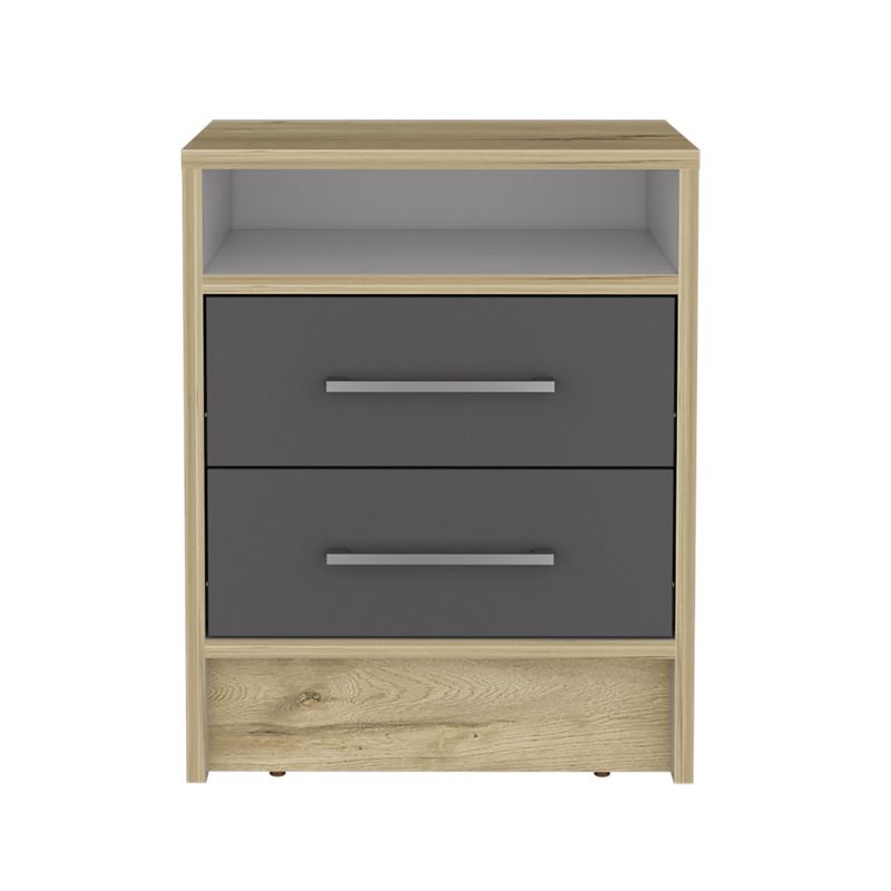 FMFURNITURE - Velador 2 Cajones - Beige 50.7x40x37.3 cm.